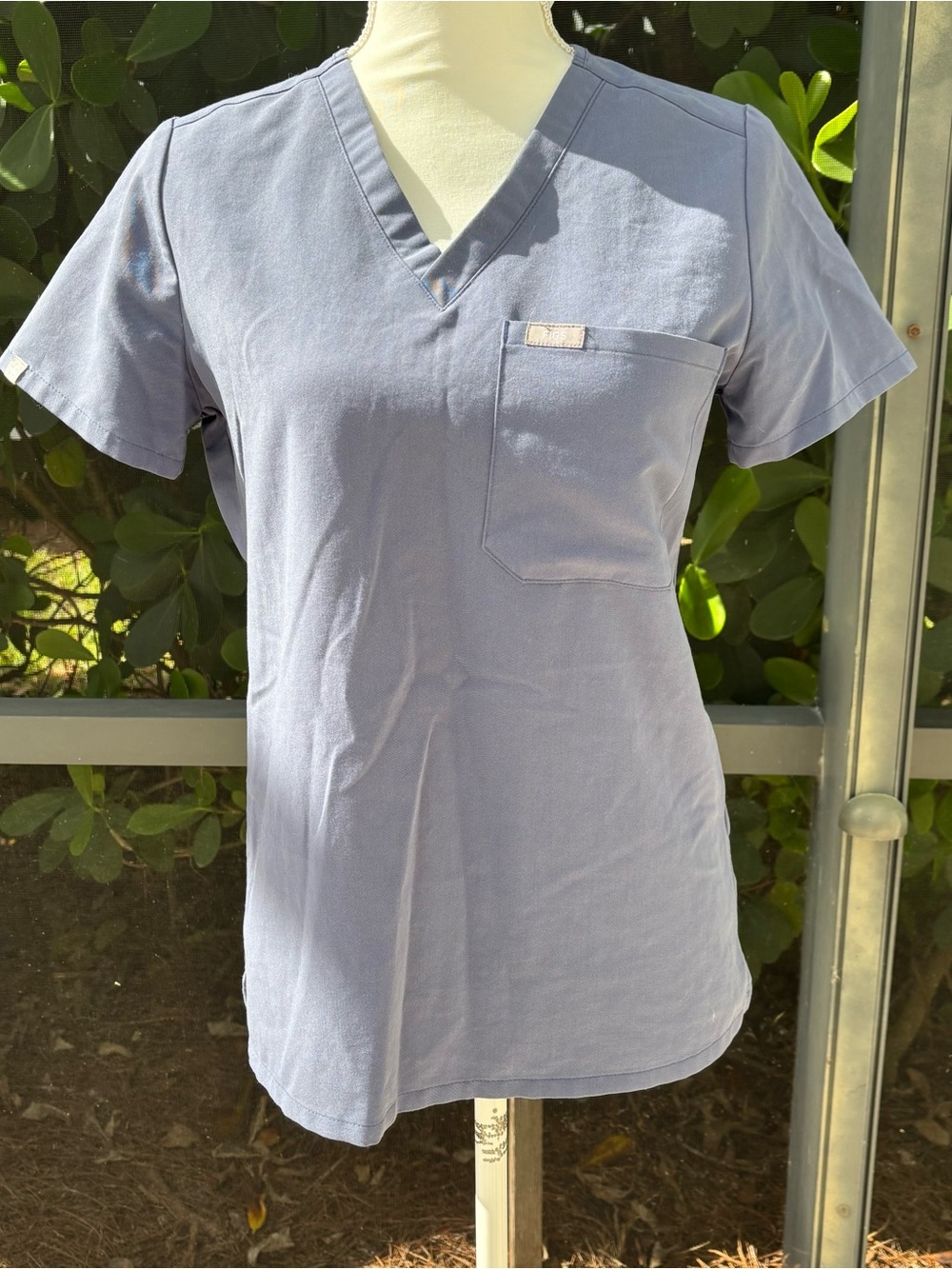 FIGS Catarina Scrub Top XS Grey V-Neck Medical Nurse Uniform